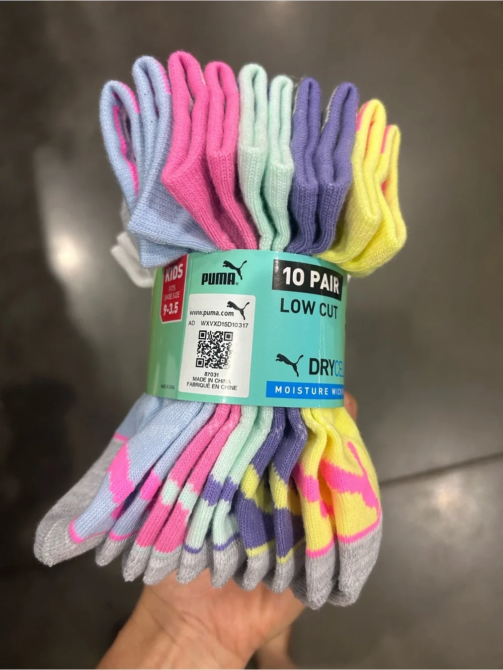 NWT PUMA Youth Low Cut 10-Pack DryCELL Socks